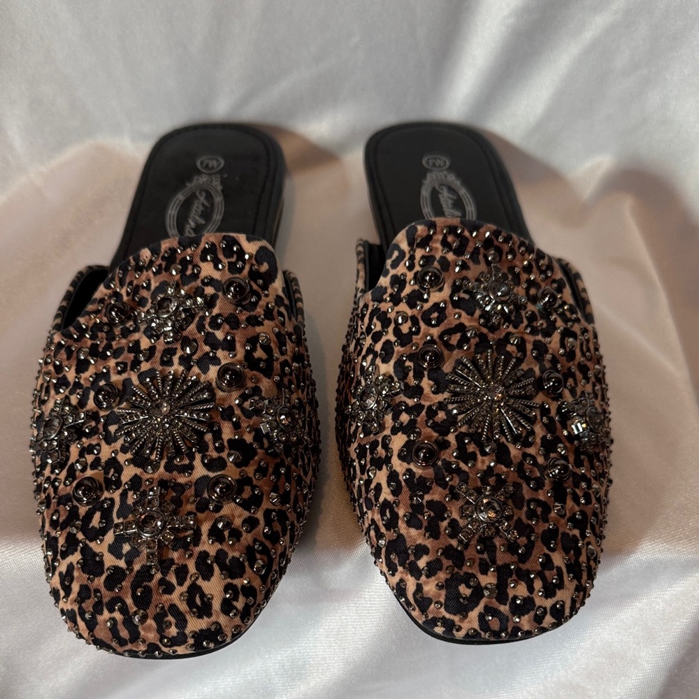 Atalina Embellished Leopard Print Mules 7W